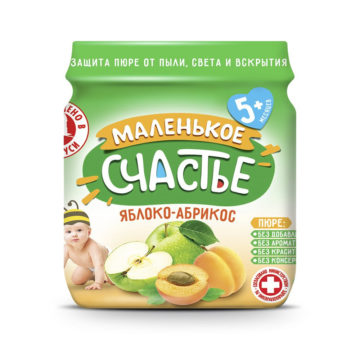 «Маленькое счастье» Пюре яблоко-абрикос  90 г стекло купить на babymarket.uz