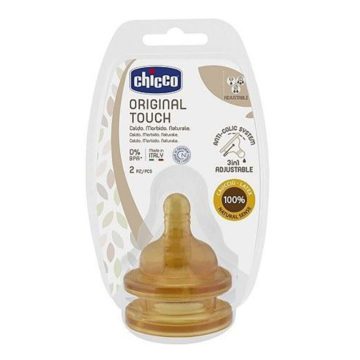 CHICCO СОСКА латекс ORIGINAL TOUCH 2-4 m+ средний поток 2шт купить на babymarket.uz