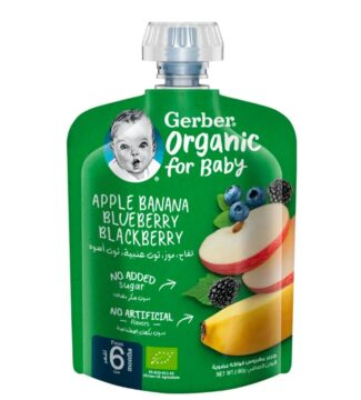 GERBER ПЮРЕ ЯБЛОКО-БАНАН-ЧЕРНИКА-ЕЖЕВИКА ОРГАНИК 90 ГР купить на babymarket.uz